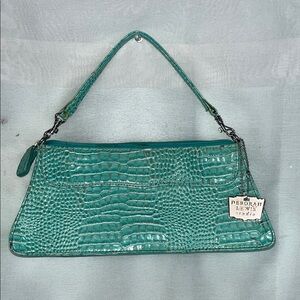 Teal Crocodile Embossed Mini Bag